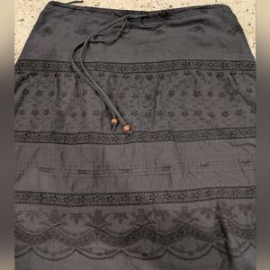 Prana Black Eyelet Midi Skirt Women’s Size Medium